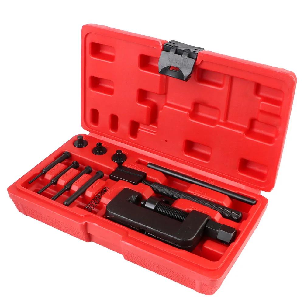 13Pcs Splitter Link Riveter Set Riveting Repair Tool Kit Motorcycle Bike Heavy Duty With Red Case Cam Drive Chain Breaker
13Pcs Splitter Link Riveter Set Riveting Repair Tool Kit Motorcycle Bike Heavy Duty With Red Case Cam Drive Chain Breaker