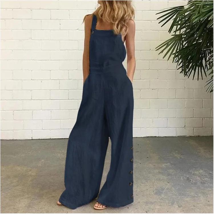 Casual Jumpsuit Women Spring Summer Loose Romper Linen Sleeveless Bib Overalls Button Wide leg Pants Long Trousers Plus Size 5XL синій
Casual Jumpsuit Women Spring Summer Loose Romper Linen Sleeveless Bib Overalls Button Wide leg Pants Long Trousers Plus Size 5XL синій