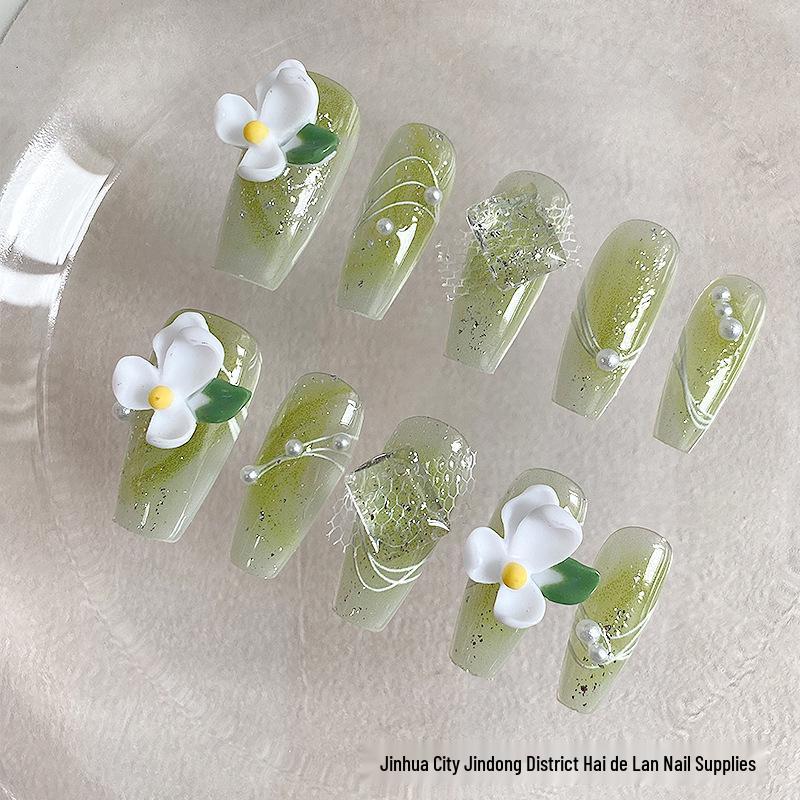 Green Gardenia Press-On Nails | Handmade Spring/Summer Light Gel Green Floral Nail Art Stickers Extra Small
Green Gardenia Press-On Nails | Handmade Spring/Summer Light Gel Green Floral Nail Art Stickers Extra Small