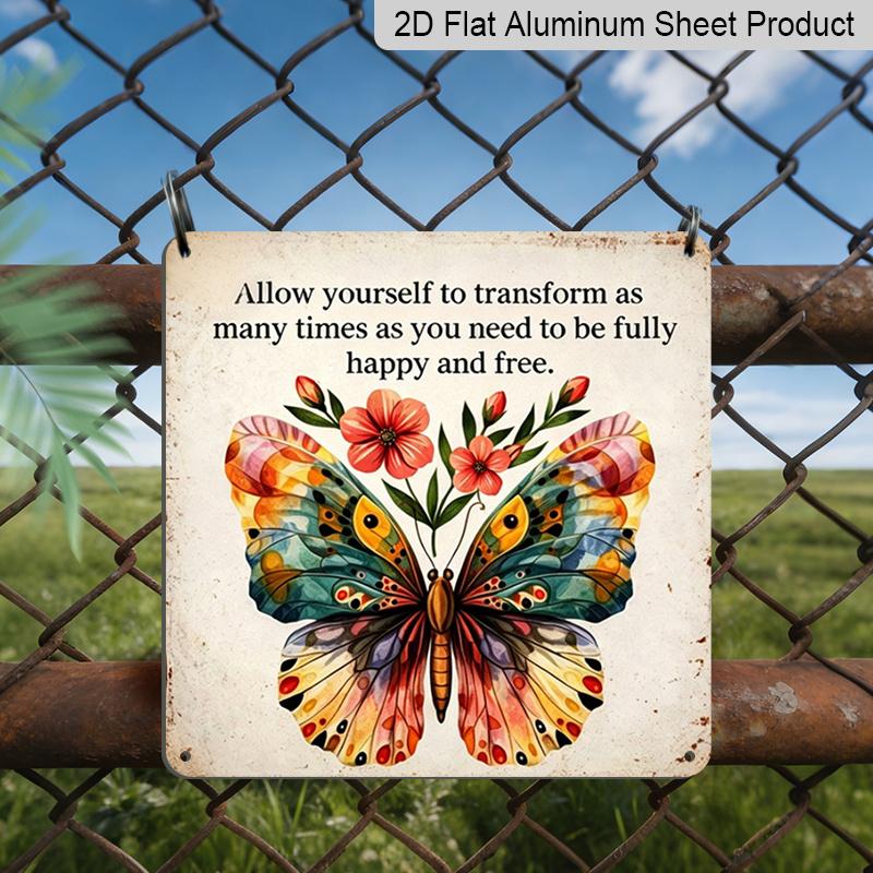 2D Flat, 1pc Vintage Metal Wall Sign with Allow Yourself To Transform & Be Free Quote - Retro Growth Plaque Suitable for Bedroom, Living Room Decor 20*20cm
2D Flat, 1pc Vintage Metal Wall Sign with Allow Yourself To Transform & Be Free Quote - Retro Growth Plaque Suitable for Bedroom, Living Room Decor 20*20cm