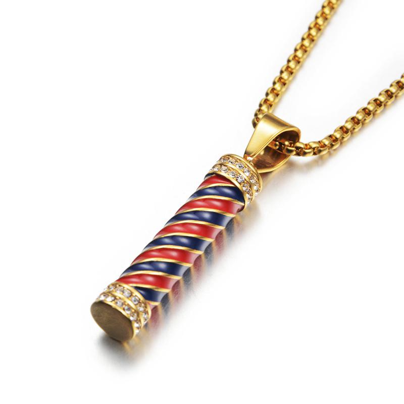 Punk Fashion Barber Pole Lamp Pendant Necklace Gold Color Stainless Steel Chains For Women Men Hip Hop Barbershop Jewelry Gift 55cm
Punk Fashion Barber Pole Lamp Pendant Necklace Gold Color Stainless Steel Chains For Women Men Hip Hop Barbershop Jewelry Gift 55cm