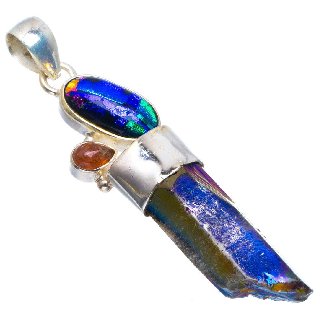 StarGems Уникальный кулон ручной работы из натурального радужного дихроичного стекла из стерлингового серебра 925 пробы 2,5 дюйма B3022 
StarGems Уникальный кулон ручной работы из натурального радужного дихроичного стекла из стерлингового серебра 925 пробы 2,5 дюйма B3022