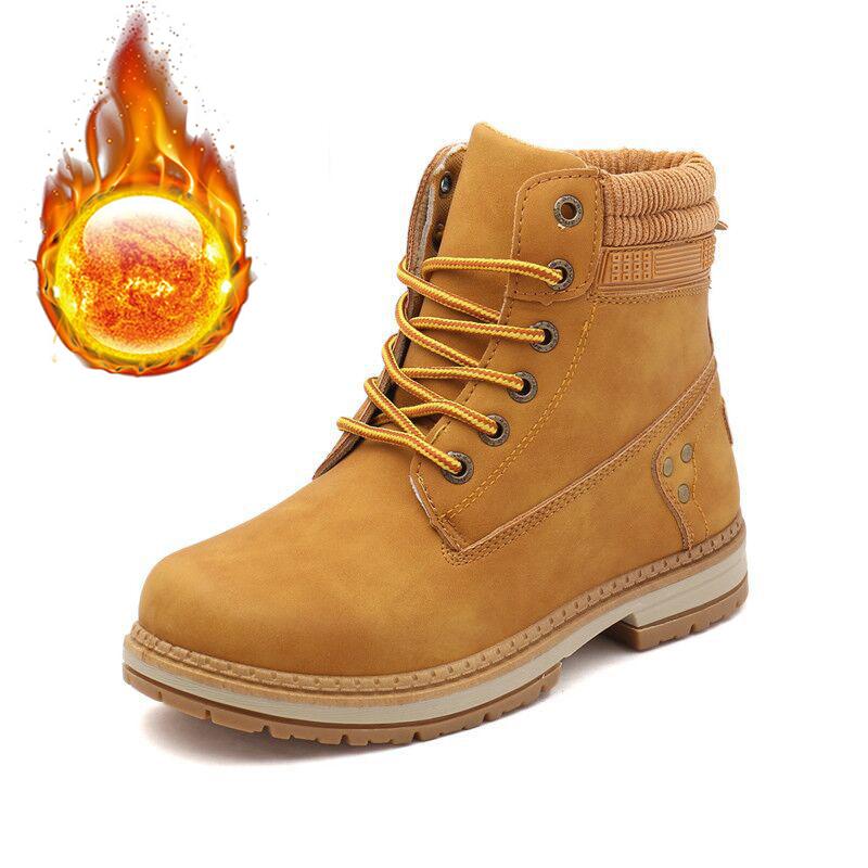 Новые зимние туфли женские модные ботинки плоские нескользящие теплые плюшевые женские ботильоны на толстой подошве черные розовые желтые большие размеры 42 D231 36 жёлтый