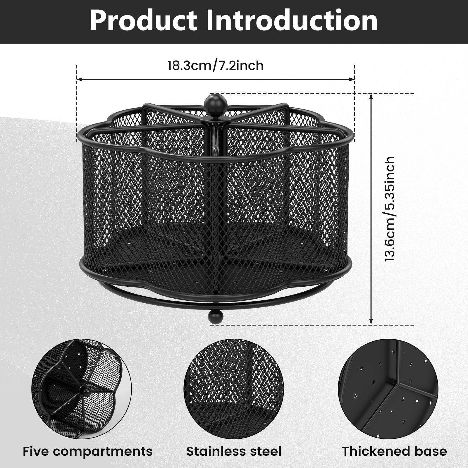 Металлический контейнер для столовых приборов с 4 отделениями, держатель для столовых приборов, вращающийся на 360°, органайзер для вилок, ложек, салфеток, корзина для хранения столовых приборов чёрный
Металлический контейнер для столовых приборов с 4 отделениями, держатель для столовых приборов, вращающийся на 360°, органайзер для вилок, ложек, салфеток, корзина для хранения столовых приборов чёрный