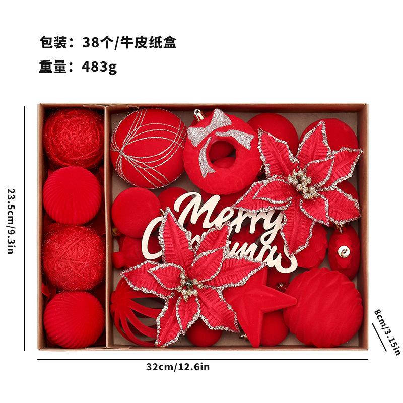 38pcs/set European Flocking Christmas Flowers - INS Style Decoration Set with Balls & Tree Pendants Home Xmas Tree Decorations
38pcs/set European Flocking Christmas Flowers - INS Style Decoration Set with Balls & Tree Pendants Home Xmas Tree Decorations