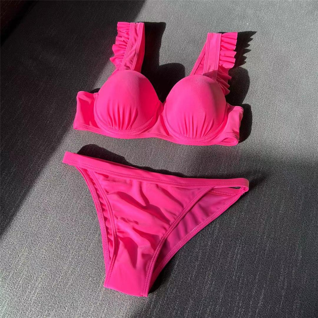 Сексуальное бикини на косточках с оборками и высоким вырезом, женские купальники, женский купальник, комплект бикини из двух частей, купальный костюм для плавания S розовый
Сексуальное бикини на косточках с оборками и высоким вырезом, женские купальники, женский купальник, комплект бикини из двух частей, купальный костюм для плавания S розовый