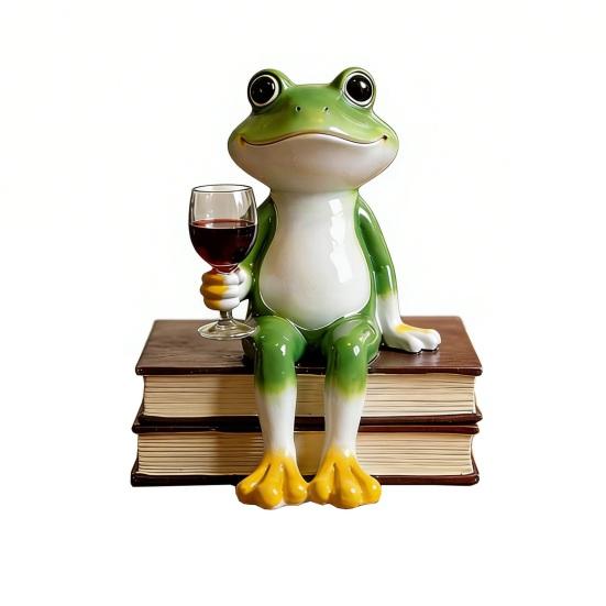 Garden Frog Ornament Small Resin Frog Statue with Red Wine Glass Sitting on Book Desktop Frog Figurine for Living Room Bookshelf Size#D
Garden Frog Ornament Small Resin Frog Statue with Red Wine Glass Sitting on Book Desktop Frog Figurine for Living Room Bookshelf Size#D