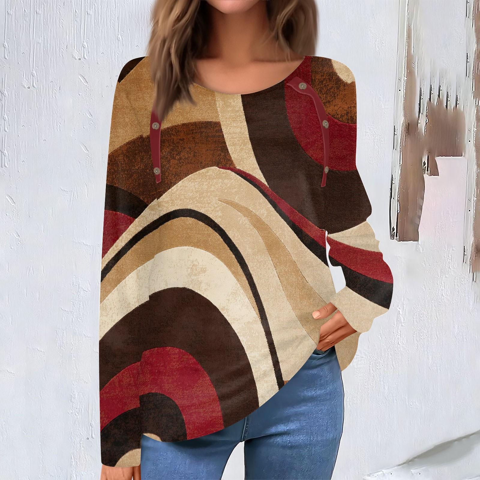 Women s Fashion Casual Round Neck Long Sleeve Print Button Decorated T-Shirt Top XL винний
Women s Fashion Casual Round Neck Long Sleeve Print Button Decorated T-Shirt Top XL винний