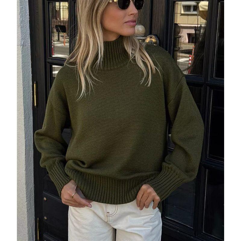 Amazon European and American Cross-Border Autumn and Winter Loose Half-Turtleneck Simple Casual Solid Color Pullover Knit Sweater Versatile Sweater Army Green S
Amazon European and American Cross-Border Autumn and Winter Loose Half-Turtleneck Simple Casual Solid Color Pullover Knit Sweater Versatile Sweater Army Green S