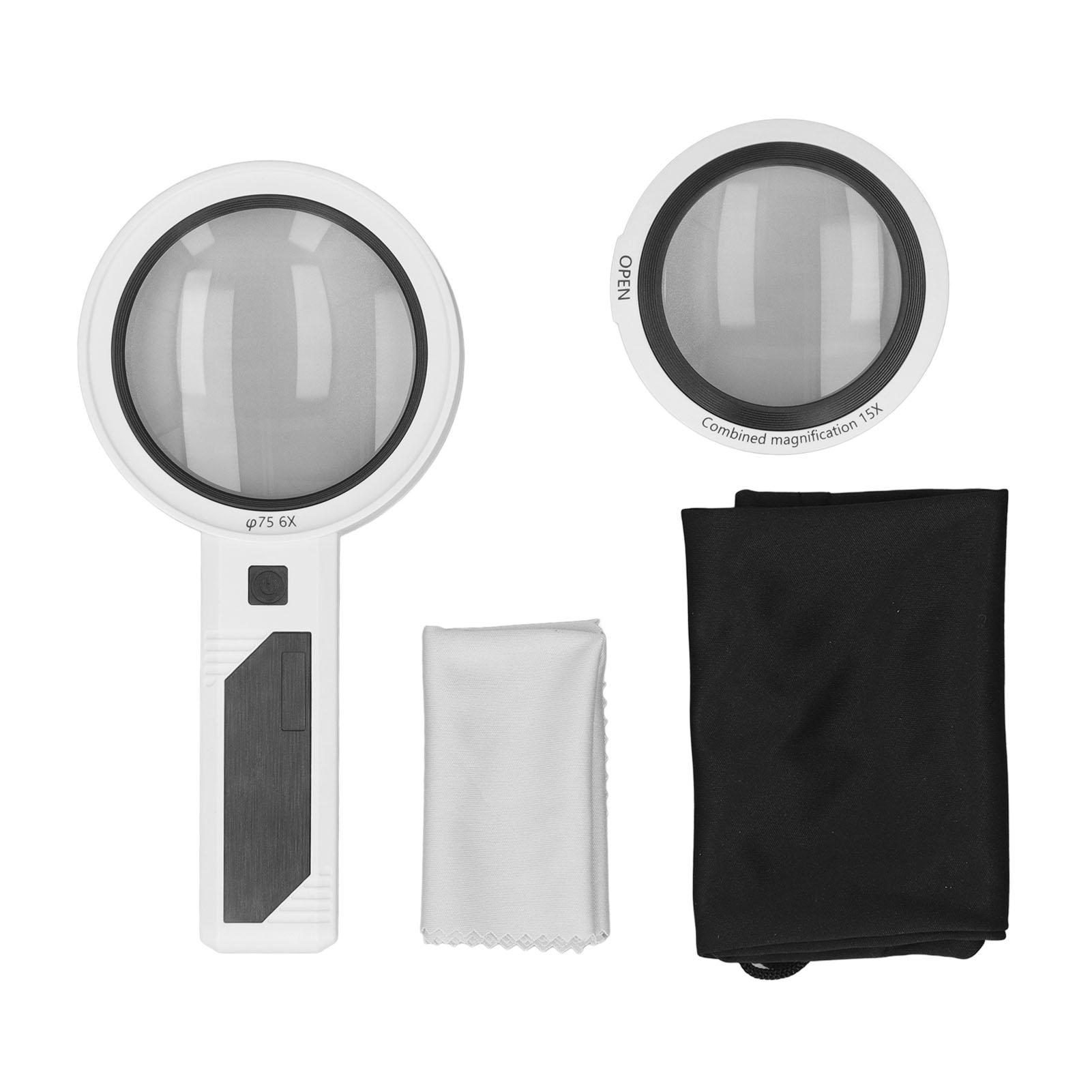 Reading Magnifying Glass 15X Magnification 3 Colors Adjustable LED Illuminated Lighted Magnifier
Reading Magnifying Glass 15X Magnification 3 Colors Adjustable LED Illuminated Lighted Magnifier