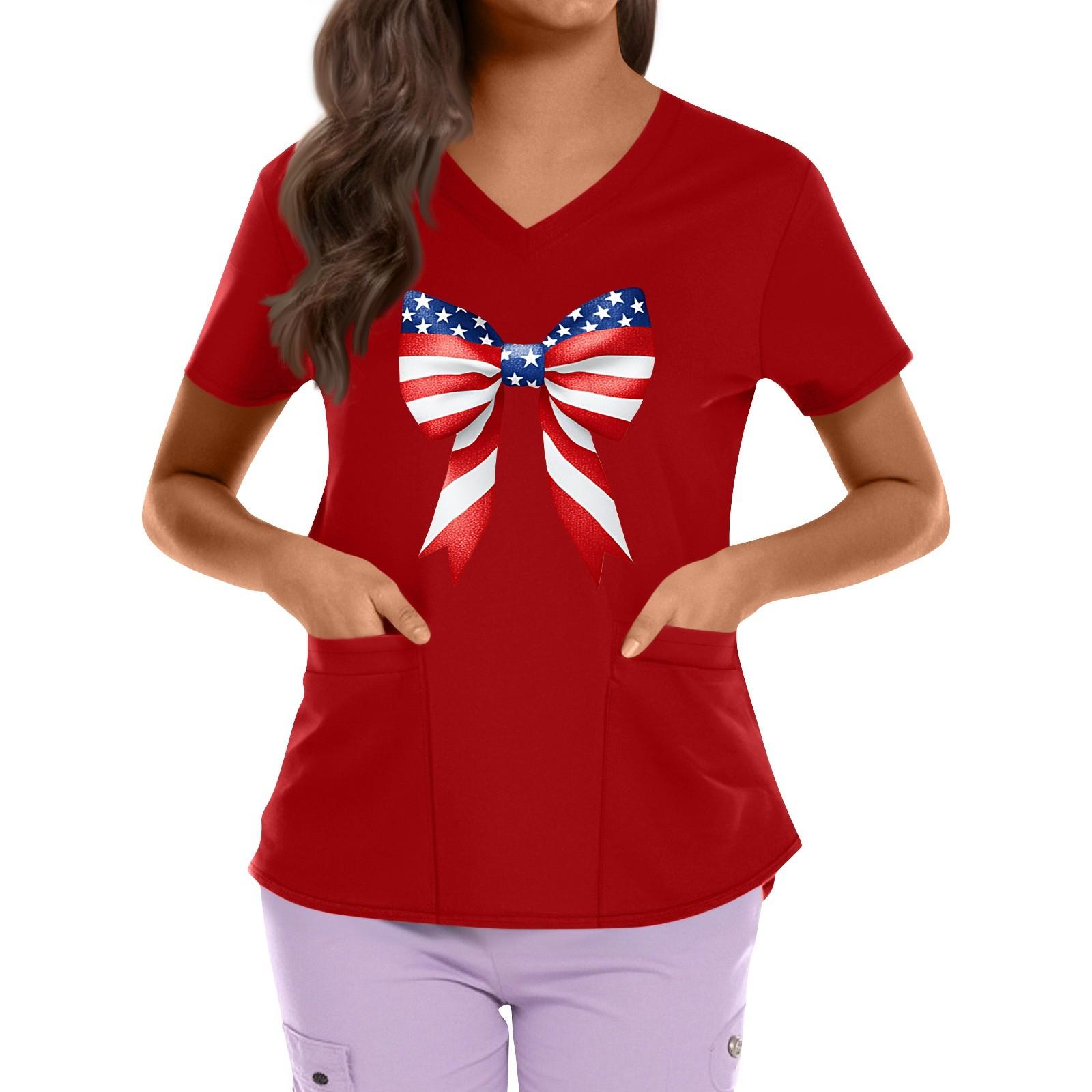Plus Size Printed Scrub Working Uniform Tops For Women s Cross V Neck Independence Day Print Short Sleeve Fun T-Shirts Workwear Tee With Pockets XL червоний
Plus Size Printed Scrub Working Uniform Tops For Women s Cross V Neck Independence Day Print Short Sleeve Fun T-Shirts Workwear Tee With Pockets XL червоний