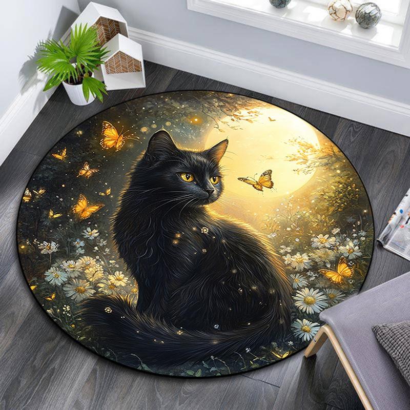 Круглый ковер Черный кот, Ковер для гостиной, спальни, дивана, игровой комнаты, Нескользящий коврик для пола 80cmx80cm
Круглый ковер Черный кот, Ковер для гостиной, спальни, дивана, игровой комнаты, Нескользящий коврик для пола 80cmx80cm