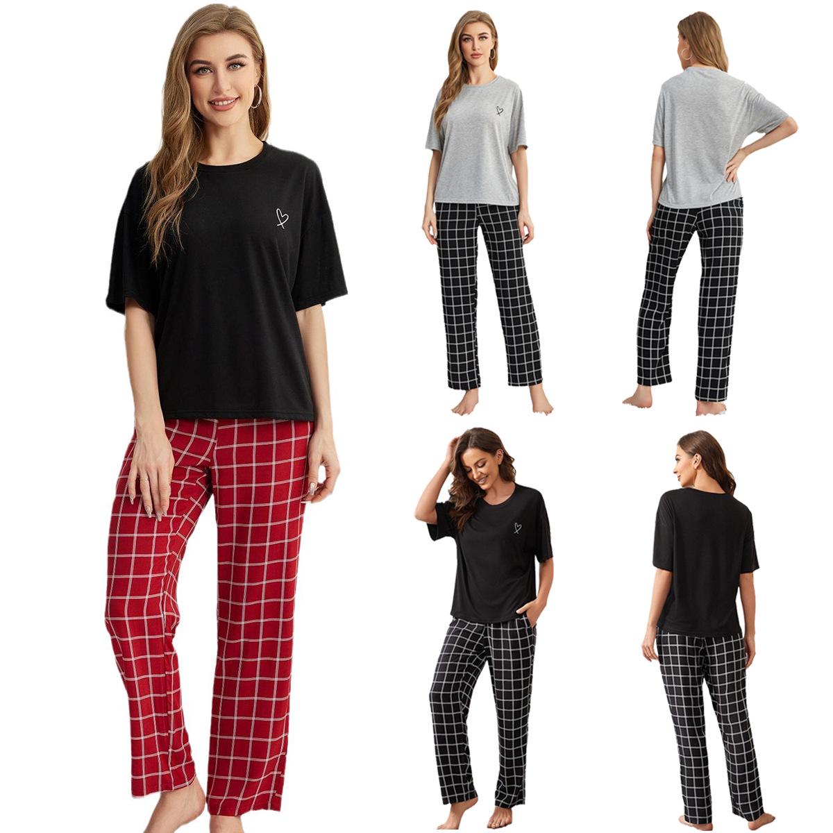 Women s Spring/Summer Short Sleeve Pajama Set with Long Pants Small чорний/сірий
Women s Spring/Summer Short Sleeve Pajama Set with Long Pants Small чорний/сірий