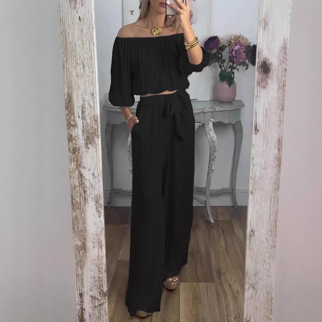 Women s Off Shoulder Top and High-Waist Wide Leg Pants Set in 3 Colors XXXL чорний
Women s Off Shoulder Top and High-Waist Wide Leg Pants Set in 3 Colors XXXL чорний