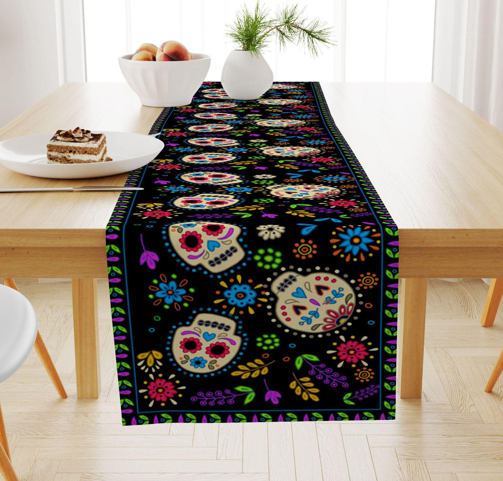Halloween Linen Table Runner Day of the Dead Holiday Decoration Tablecloth Party Coffee Tablecloth Heat-insulating Non Slip Pad 33x183CM
Halloween Linen Table Runner Day of the Dead Holiday Decoration Tablecloth Party Coffee Tablecloth Heat-insulating Non Slip Pad 33x183CM
