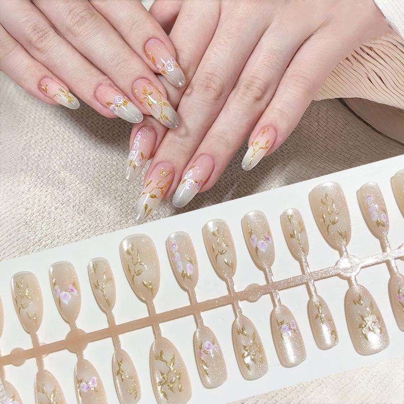 Golden Autumn Cat Eye Rose Quartz Gold Plated Short Almond Press-On Nails - High-End Stickers, 30 Pieces
Golden Autumn Cat Eye Rose Quartz Gold Plated Short Almond Press-On Nails - High-End Stickers, 30 Pieces