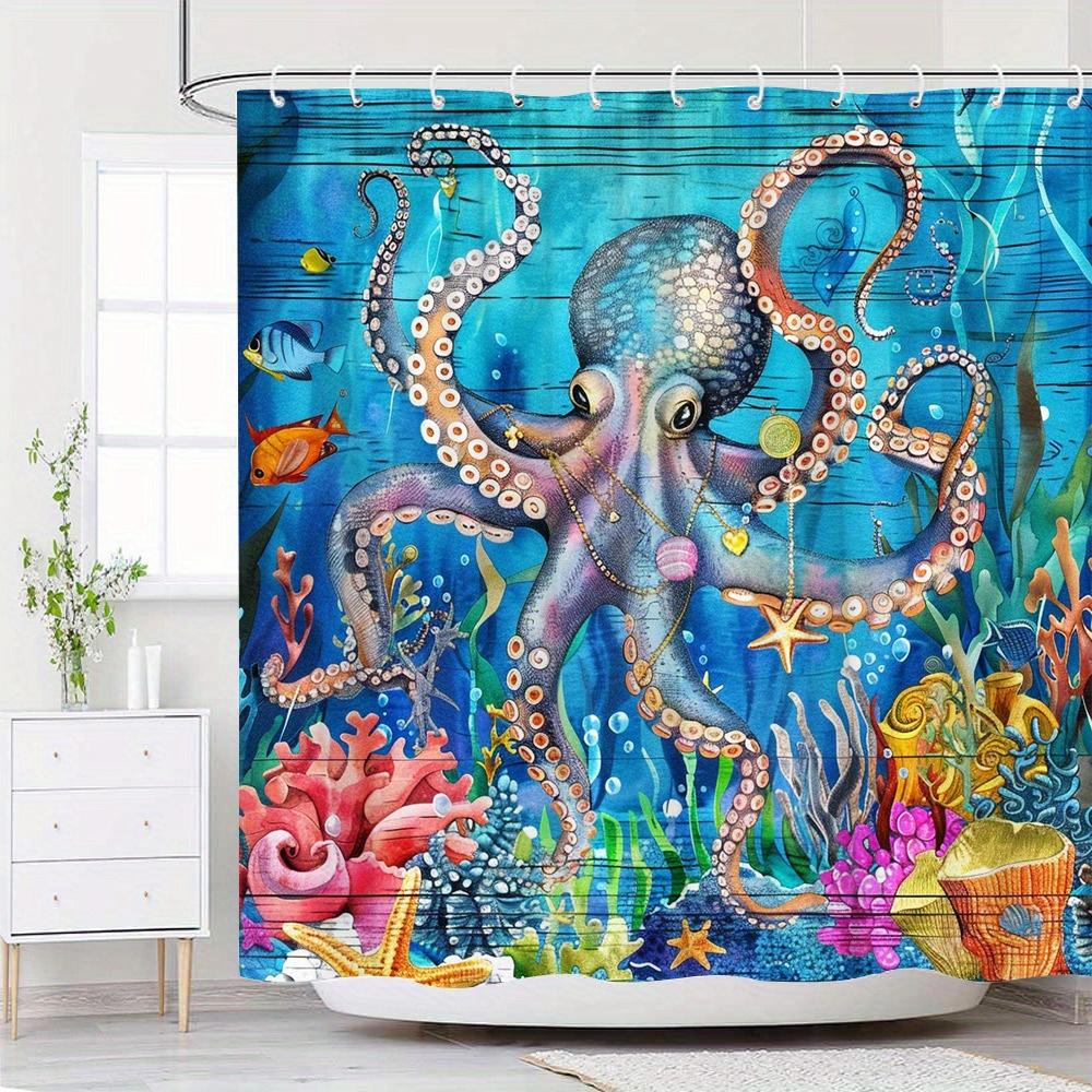1Pc Whimsical Octopus Ocean Shower Curtain, Polyester, 70X70 Inches, Digital Illustration, All-Season, Universal Holiday, Arts W60H190(CM)-1 Pcs
1Pc Whimsical Octopus Ocean Shower Curtain, Polyester, 70X70 Inches, Digital Illustration, All-Season, Universal Holiday, Arts W60H190(CM)-1 Pcs