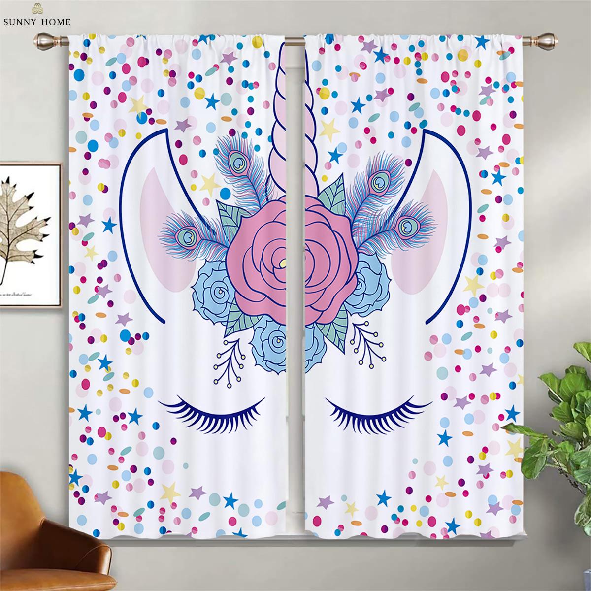 Unicorn Cartoon Stylecurtains Children Room Study Living Area Kitchen Area Curtain Rod Pocket Home Decorative Piecewindow Curtains W100xH130(CM) folio&Grommet Top
Unicorn Cartoon Stylecurtains Children Room Study Living Area Kitchen Area Curtain Rod Pocket Home Decorative Piecewindow Curtains W100xH130(CM) folio&Grommet Top