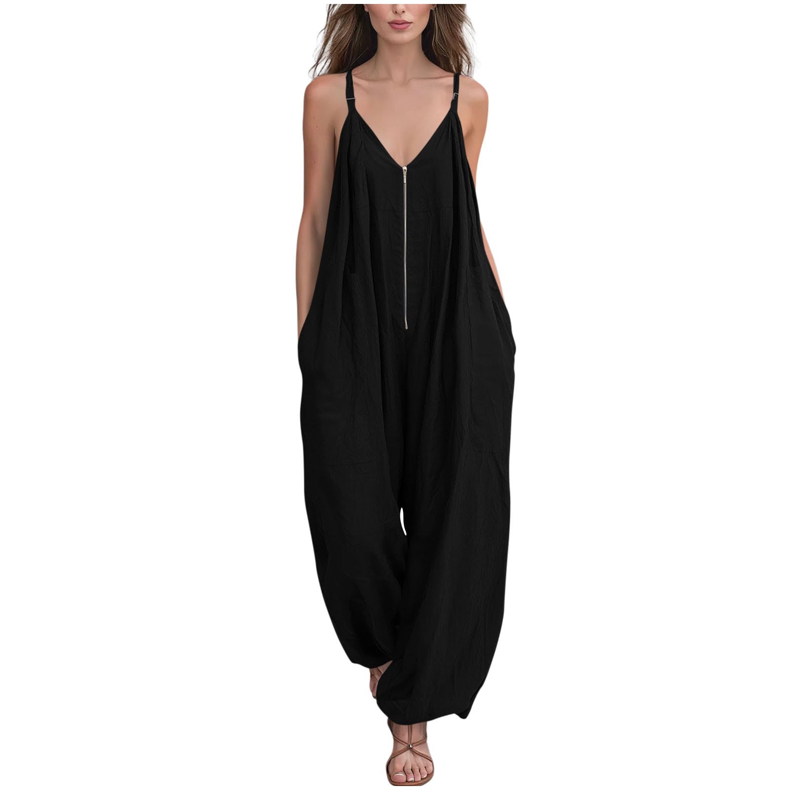 Loose Fit Sleeveless Jumpsuit for Women with Adjustable Spaghetti Straps and Wide Leg Design for Daily Wear XXL чёрный
Loose Fit Sleeveless Jumpsuit for Women with Adjustable Spaghetti Straps and Wide Leg Design for Daily Wear XXL чёрный