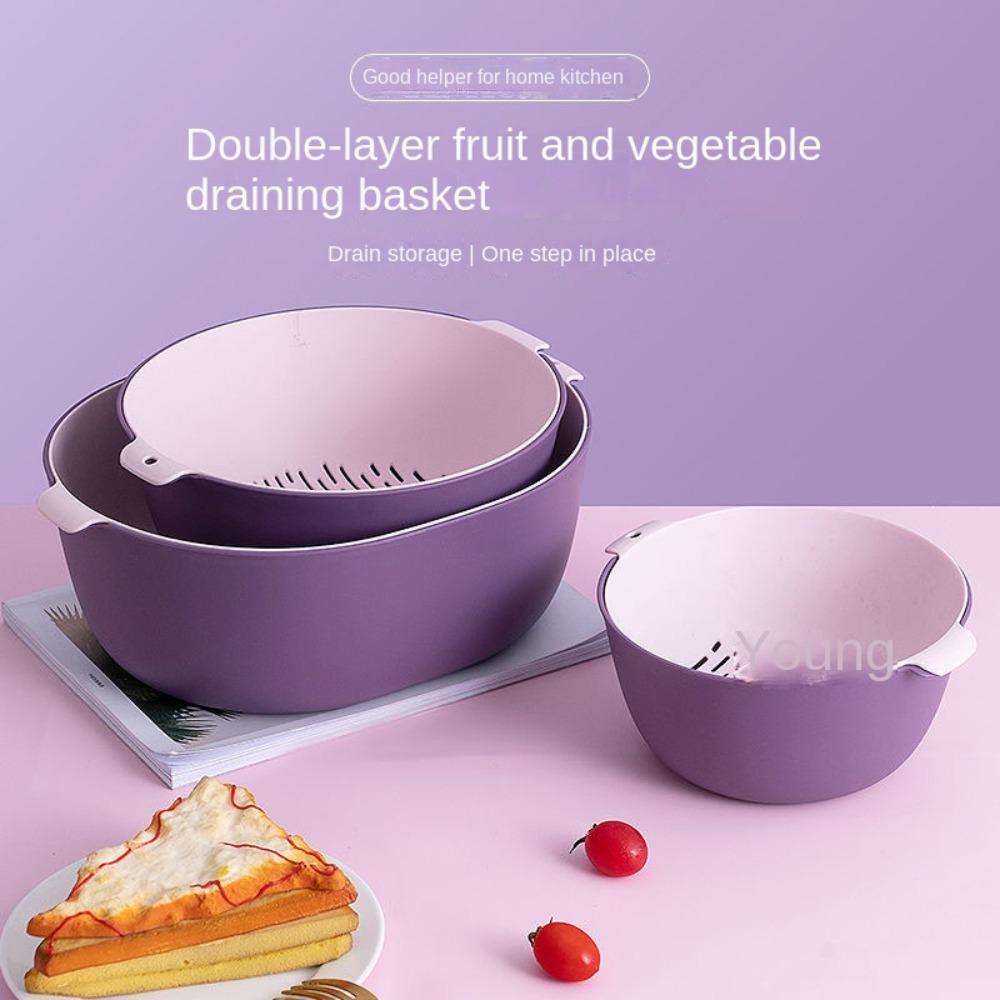 Plastic Double Drain Basket Drainer Washing Storage Basket New Plastic Drain Basket Kitchen purple-S
Plastic Double Drain Basket Drainer Washing Storage Basket New Plastic Drain Basket Kitchen purple-S