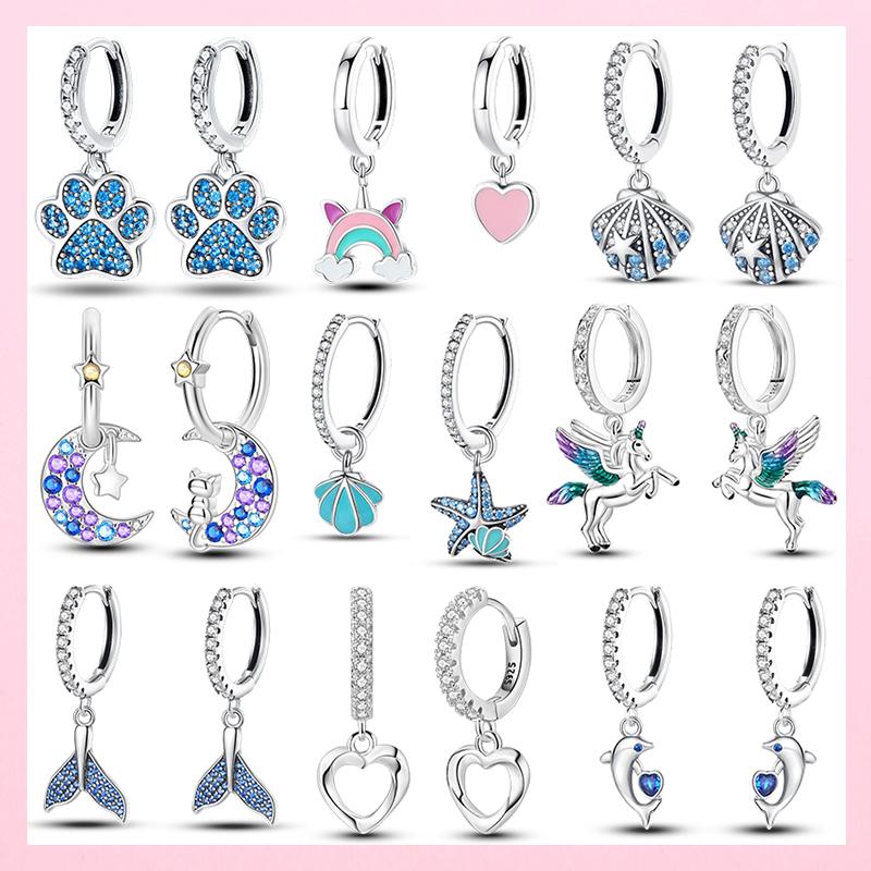Luminous Shell Women Earrings Original 925 Sterling Silver Pave CZ Star Moon Hoop Earrings Engagement Wedding Jewelry
Luminous Shell Women Earrings Original 925 Sterling Silver Pave CZ Star Moon Hoop Earrings Engagement Wedding Jewelry