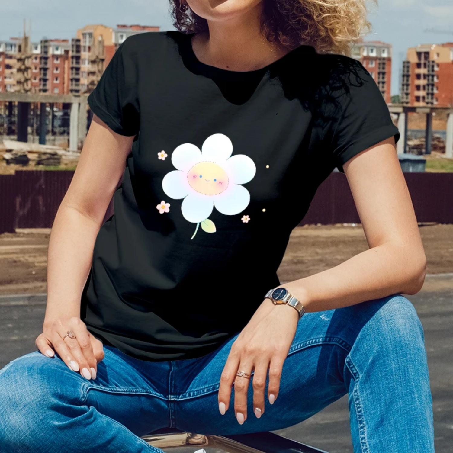 Women s Short Sleeve T-Shirt Cute Flower Print for Outdoor Summer Strolls Young Women with a Sweet Playful Style XXXXXL чорний
Women s Short Sleeve T-Shirt Cute Flower Print for Outdoor Summer Strolls Young Women with a Sweet Playful Style XXXXXL чорний
