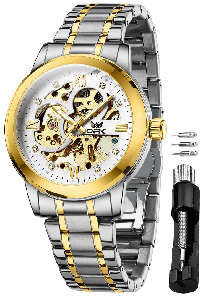 OPK Watch for Men Automatic Manual Winding Mechanical Watch Stainless Steel Openwork Fashion Waterproof Luminous Watch for men White
OPK Watch for Men Automatic Manual Winding Mechanical Watch Stainless Steel Openwork Fashion Waterproof Luminous Watch for men White
