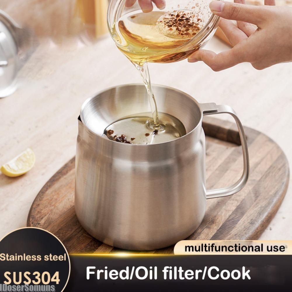 1.5L/2L Oil Strainer Pot Large Capacity Oil Storage Can with Filter Lid Frying Basket 304 Stainless Steel Oil Filter Tank
1.5L/2L Oil Strainer Pot Large Capacity Oil Storage Can with Filter Lid Frying Basket 304 Stainless Steel Oil Filter Tank