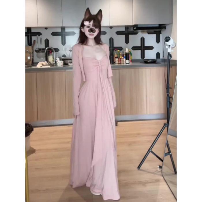 2026 French Style Pink Spaghetti Strap Dress & Cardigan Set for Women (Early Autumn) Large
2026 French Style Pink Spaghetti Strap Dress & Cardigan Set for Women (Early Autumn) Large