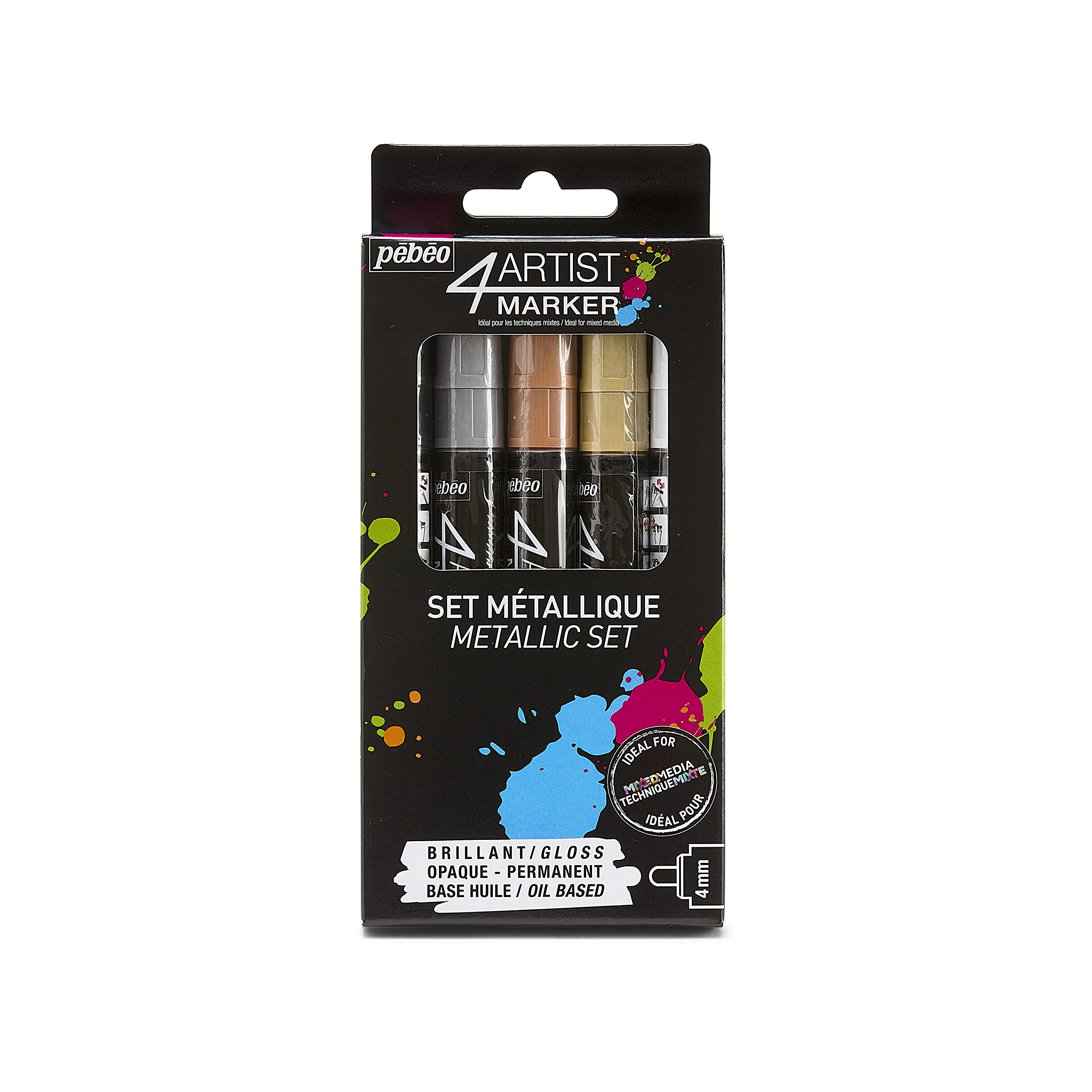 Pebeo Opaque Paint 4 Artist 5 Metallic Colors Oil-Based Markers, Markers, (4mm)
Pebeo Opaque Paint 4 Artist 5 Metallic Colors Oil-Based Markers, Markers, (4mm)