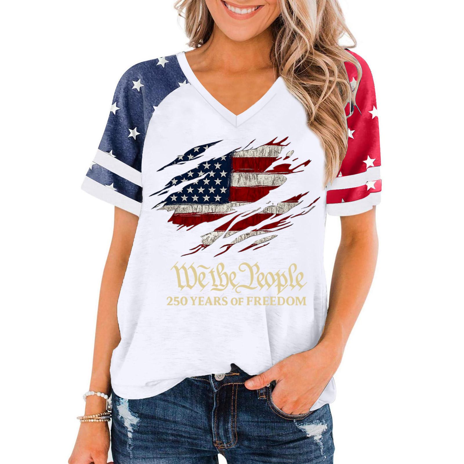 Ladies Casual V Neck Short Sleeve Pullover T Shirt Patriotic Print Top 250 Years of Freedom Graphic Tee Lightweight Relaxed Fit XXL
Ladies Casual V Neck Short Sleeve Pullover T Shirt Patriotic Print Top 250 Years of Freedom Graphic Tee Lightweight Relaxed Fit XXL