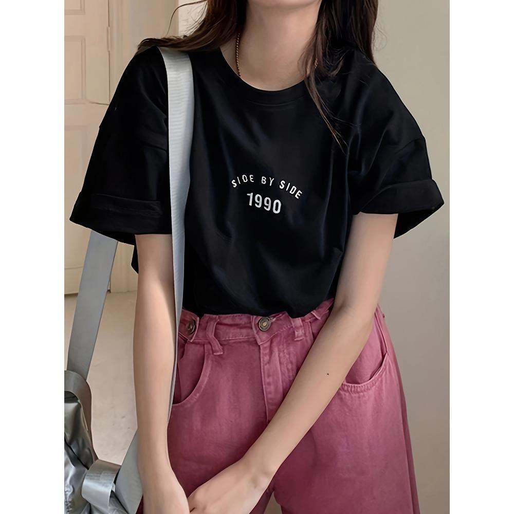 Korean Style 1990 Side By Side Letter Printed Female TShirt Summer Casual T Shirt Fashion Loose Women Clothes 4XL
Korean Style 1990 Side By Side Letter Printed Female TShirt Summer Casual T Shirt Fashion Loose Women Clothes 4XL