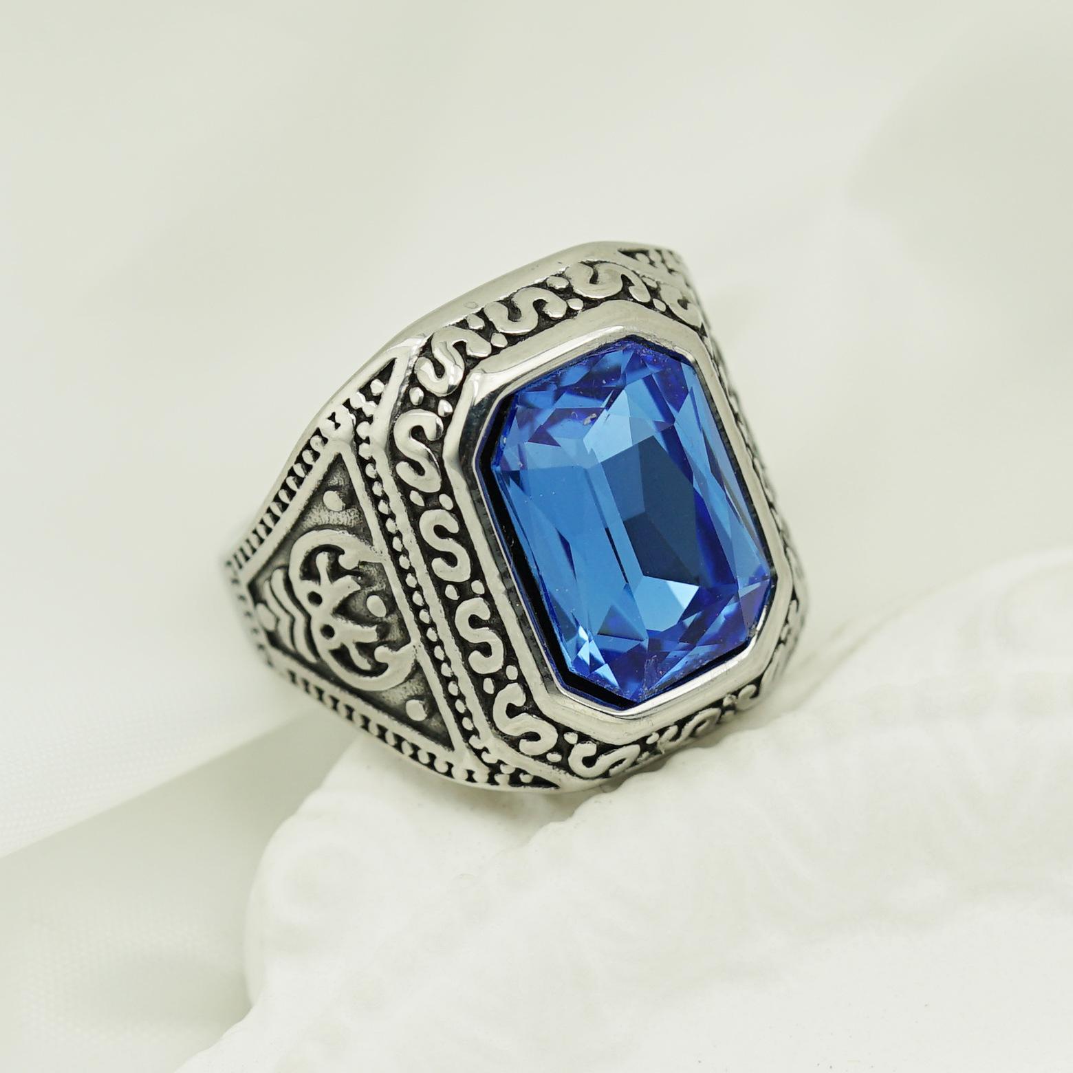 Кольцо новая мода личность ретро кольцо с рунами викингов тренд простое красочное драгоценное камень мужское кольцо 13