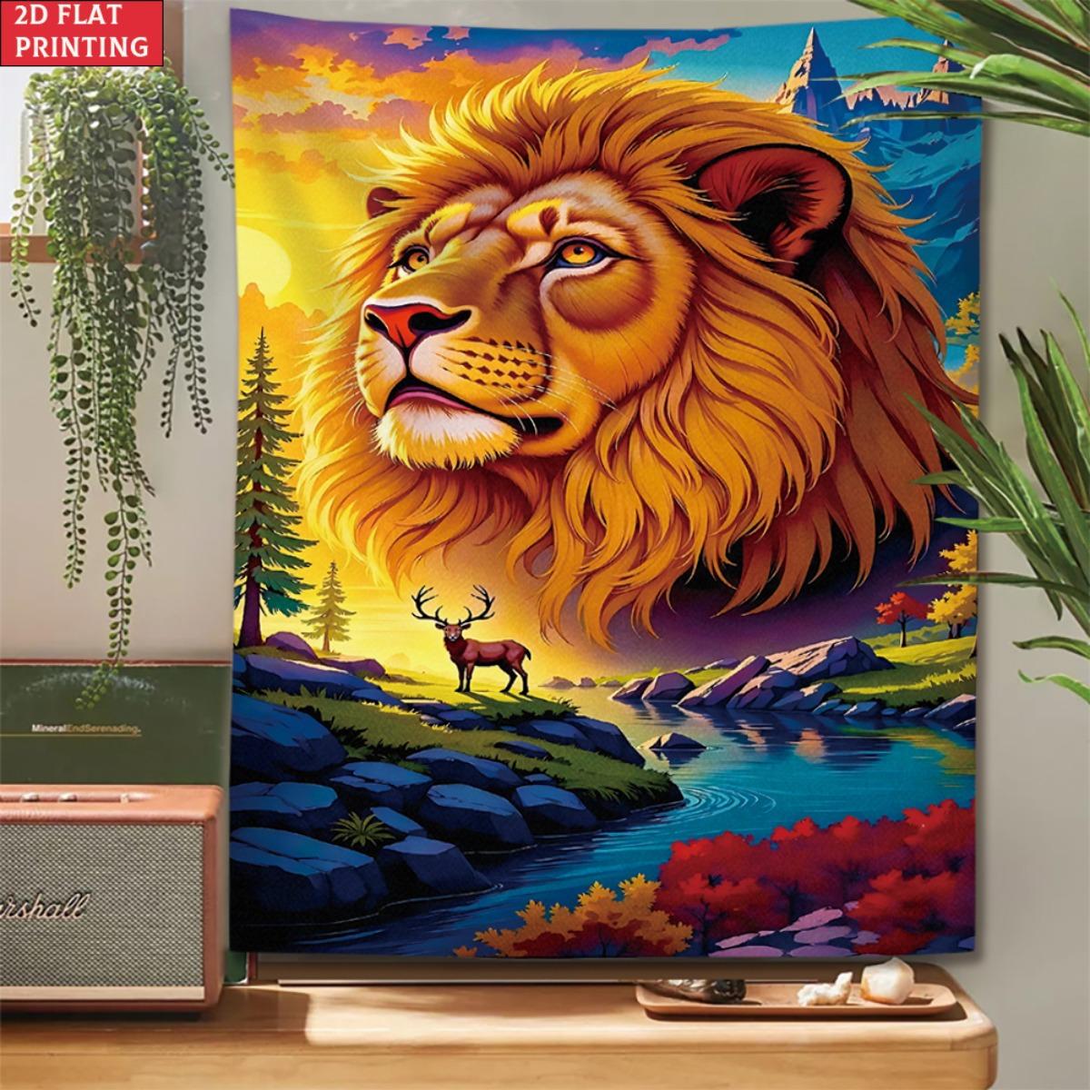Vibrant Majestic Lion Head Tapestry Surreal Mountain Landscape Wall Hanging Aesthetic Room Decor suitable offices bars party 74x94cm(29x37in)
Vibrant Majestic Lion Head Tapestry Surreal Mountain Landscape Wall Hanging Aesthetic Room Decor suitable offices bars party 74x94cm(29x37in)