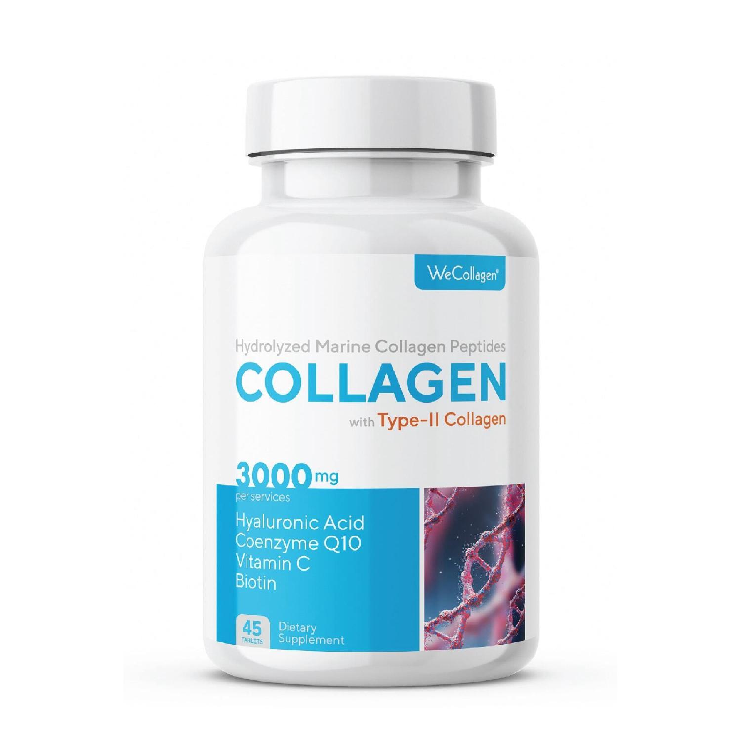 Wecollagen 45 Tablet Type2 - 3000mg Collagen Type 1-3 Bee Milk Biotin 100 %pure Diet Supplement
Wecollagen 45 Tablet Type2 - 3000mg Collagen Type 1-3 Bee Milk Biotin 100 %pure Diet Supplement