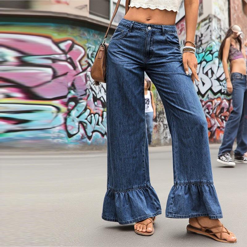 Y2K Style High Waist Wide Leg Ruffle Jeans for Women Small темно-синього кольору
Y2K Style High Waist Wide Leg Ruffle Jeans for Women Small темно-синього кольору