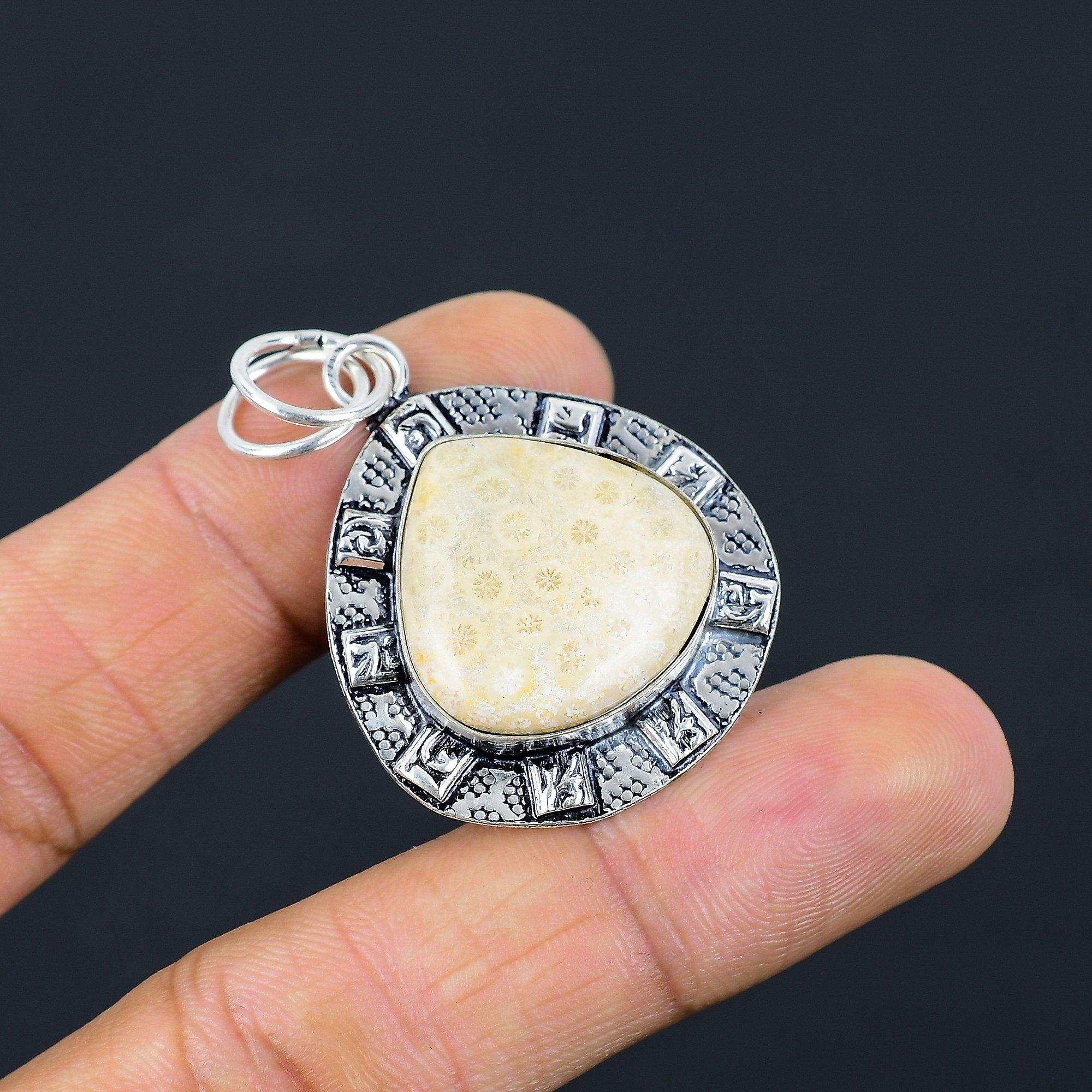 Daughters Day Sale Natural Fossil Coral Engagement Bezel Wife Pendant 925 Silver
Daughters Day Sale Natural Fossil Coral Engagement Bezel Wife Pendant 925 Silver