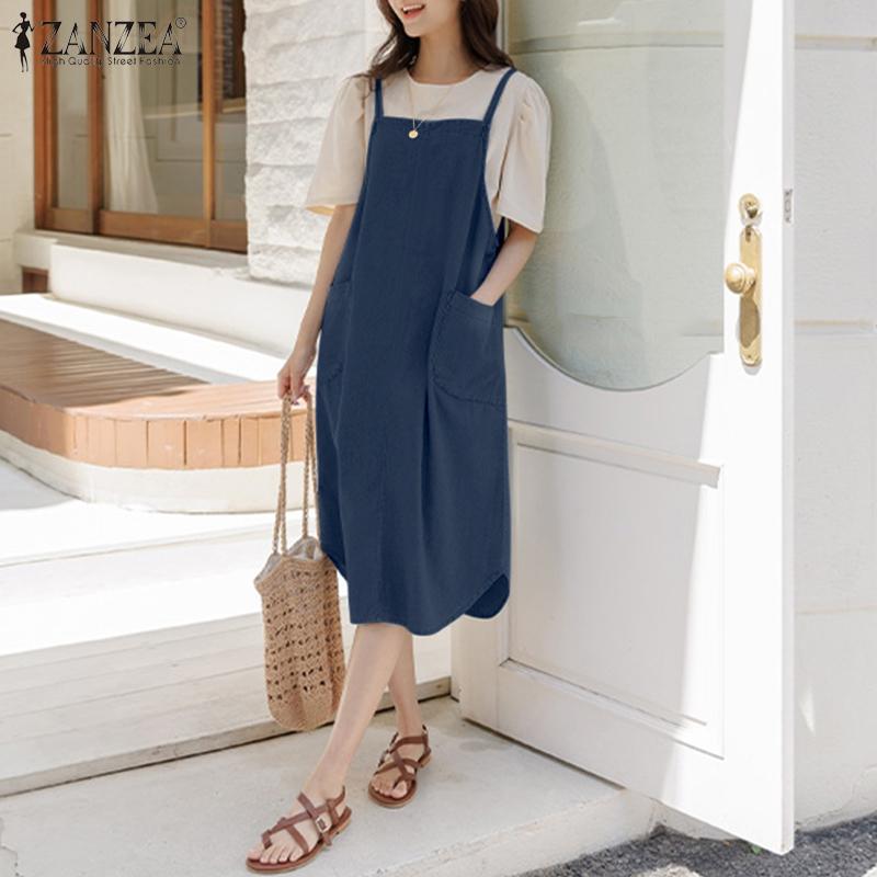 ZANZEA женское летнее повседневное платье без рукавов с квадратным вырезом и лямками 
ZANZEA женское летнее повседневное платье без рукавов с квадратным вырезом и лямками