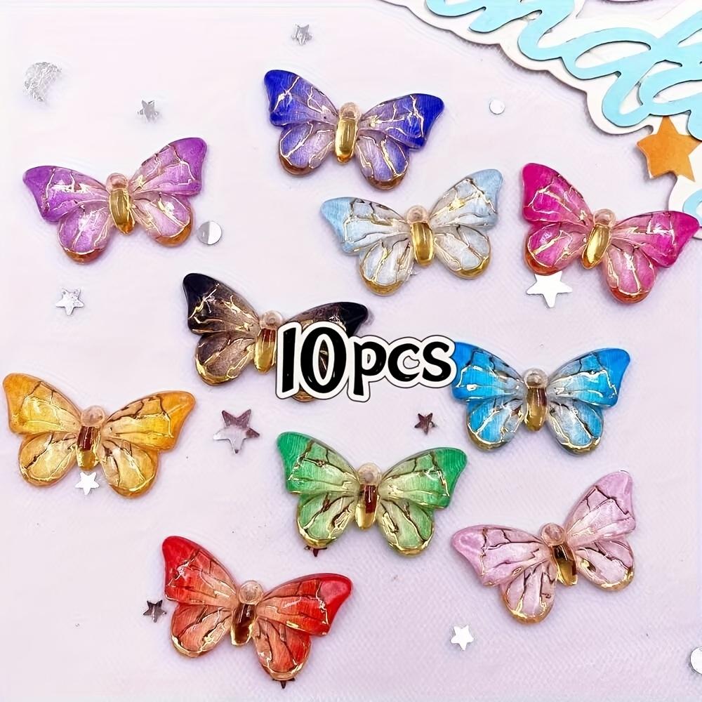 10 vibrant colored resin butterfly ornaments with a flat back and 1 hole for DIY jewelry making and scrapbook crafts
10 vibrant colored resin butterfly ornaments with a flat back and 1 hole for DIY jewelry making and scrapbook crafts
