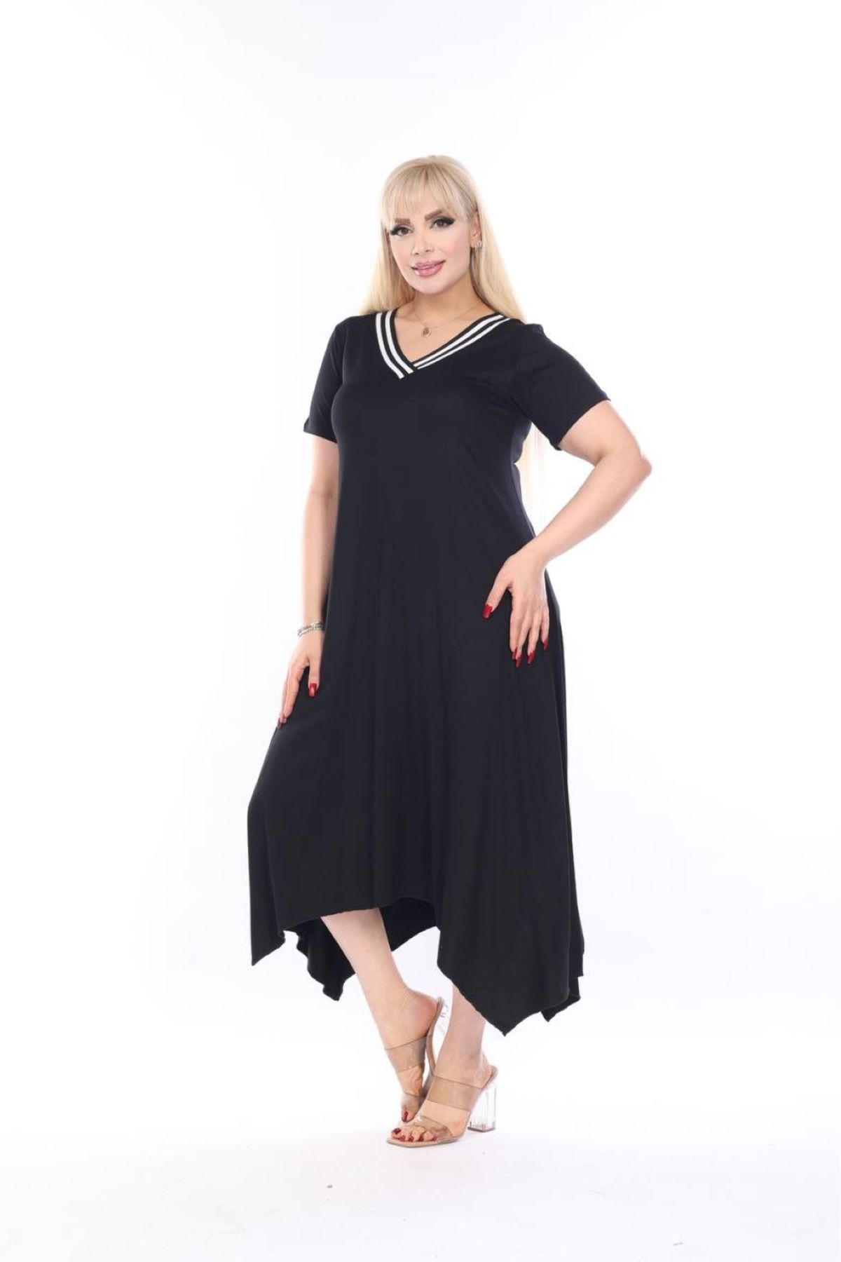 Women s Big Size Dress Kısmet Sepeti Large Size Asymmetrical Cut V-Neck Stylish Combed Cotton Elegant Dress 3XL
Women s Big Size Dress Kısmet Sepeti Large Size Asymmetrical Cut V-Neck Stylish Combed Cotton Elegant Dress 3XL