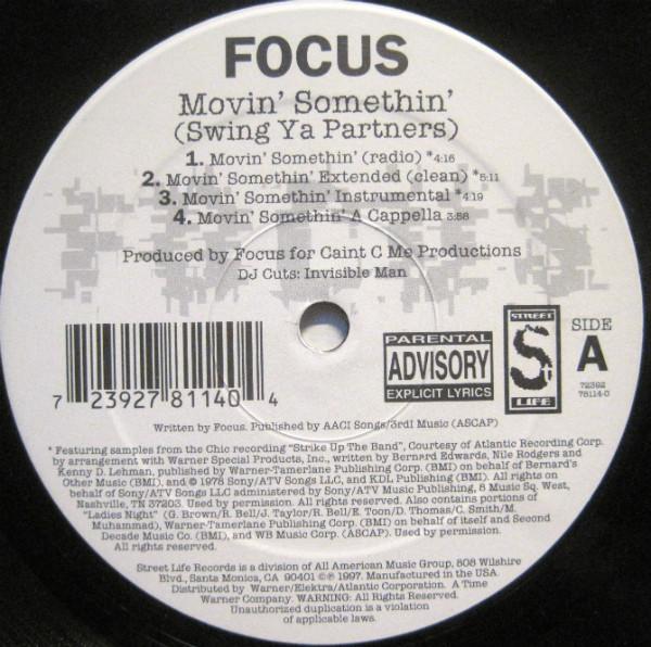 12inch Record FOCUS - Movin Somethin (Swing Ya Partners 72392781140 Street Life Rec 1997 US Rap & Hip-Hop/R&B Used
12inch Record FOCUS - Movin Somethin (Swing Ya Partners 72392781140 Street Life Rec 1997 US Rap & Hip-Hop/R&B Used