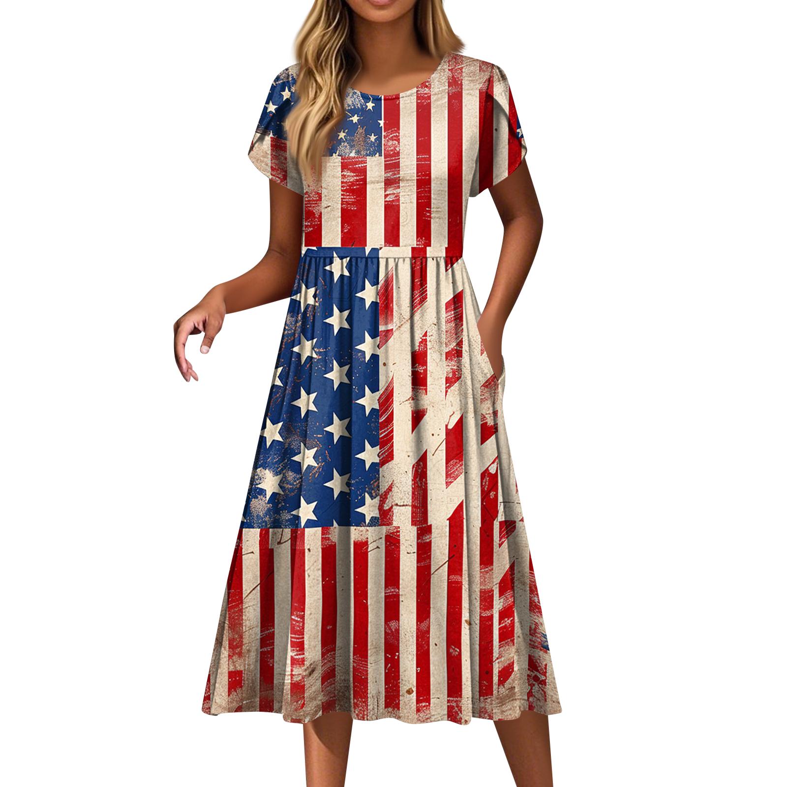 Women s Fashion Casual Loose Independence Day Printed Round Neck Pocket Short Sleeve Dress XL
Women s Fashion Casual Loose Independence Day Printed Round Neck Pocket Short Sleeve Dress XL