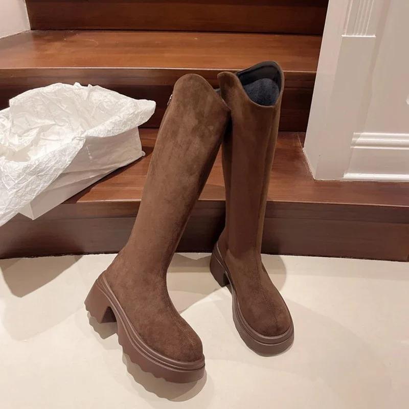 Winter Vintage Suede Women Knee High Boots Fashion Zippers Knight Long Booties Platform Thick Sole Botas De Mujer 35
Winter Vintage Suede Women Knee High Boots Fashion Zippers Knight Long Booties Platform Thick Sole Botas De Mujer 35