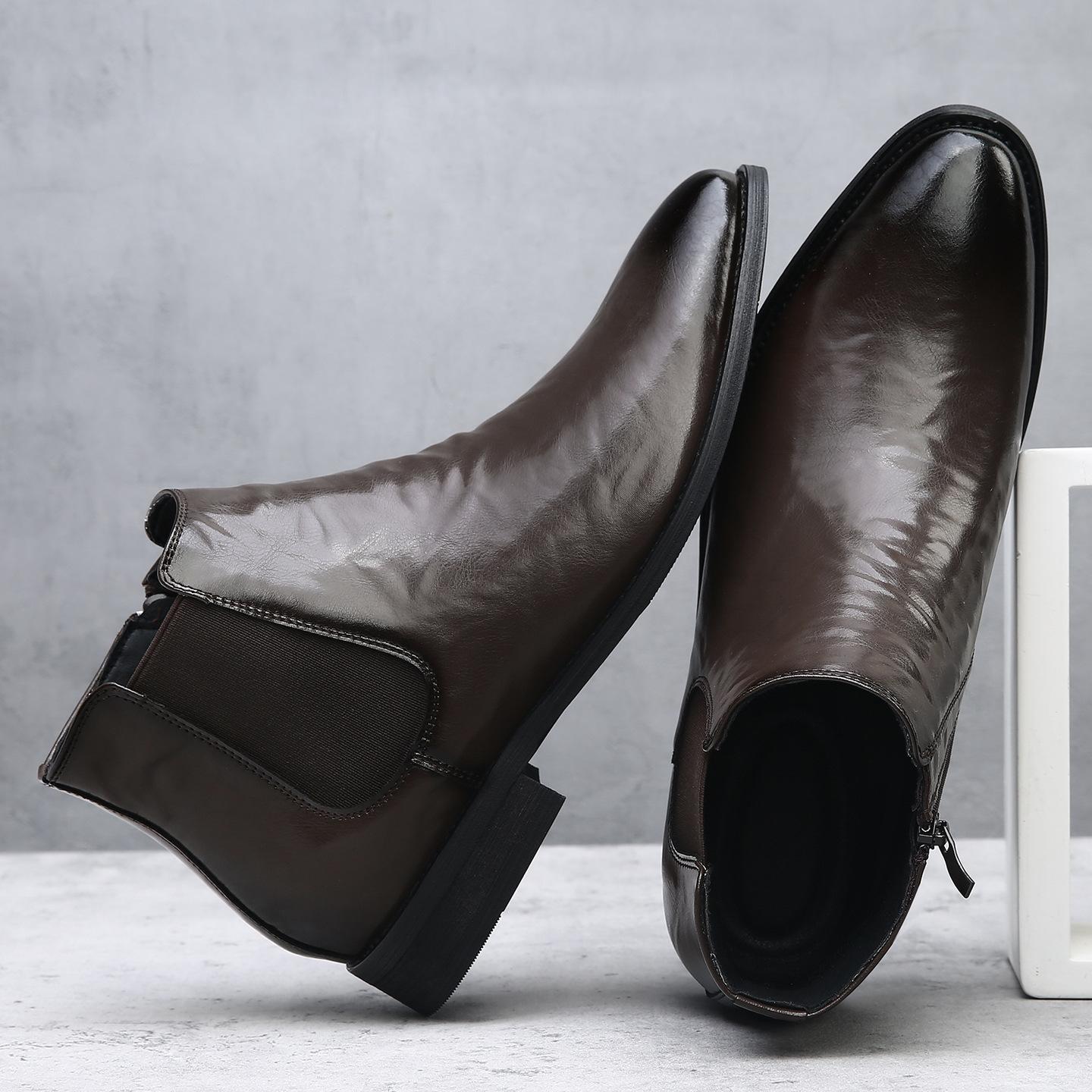 High-end retro pointed Chelsea boots men s one-pedal casual leather British leather boots mid-help Martin boots tide 44
High-end retro pointed Chelsea boots men s one-pedal casual leather British leather boots mid-help Martin boots tide 44