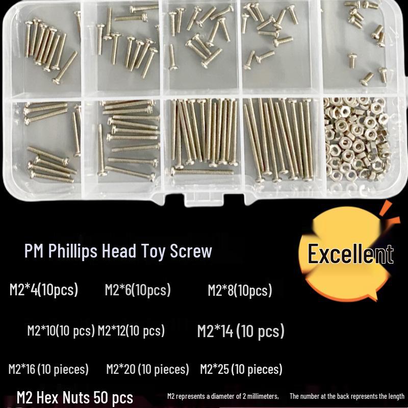 M2 Phillips Round Head Screw & Nut Set for DIY Model Making
M2 Phillips Round Head Screw & Nut Set for DIY Model Making