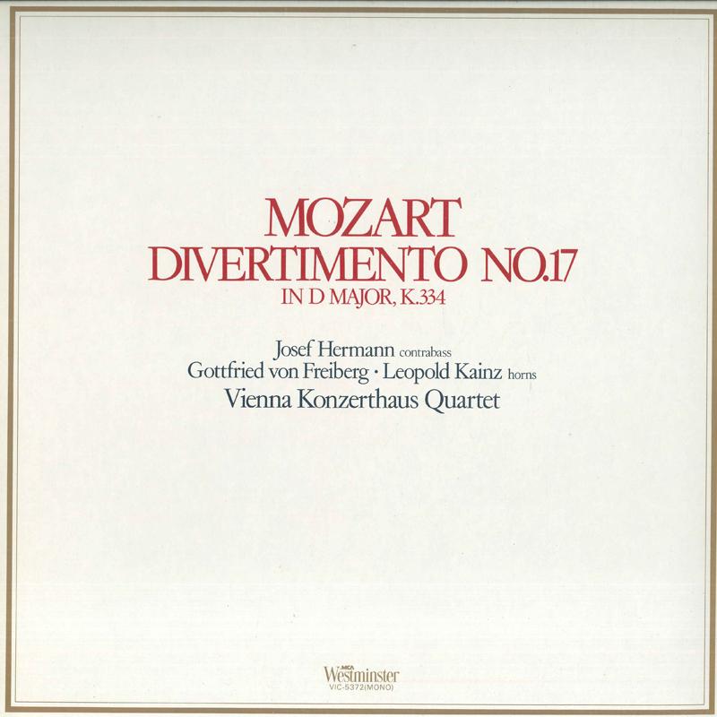 LP Record - Mozart: Divertimento No. 17 VIC5372 MCA WESTMINSTER Japan Classical Used
LP Record - Mozart: Divertimento No. 17 VIC5372 MCA WESTMINSTER Japan Classical Used