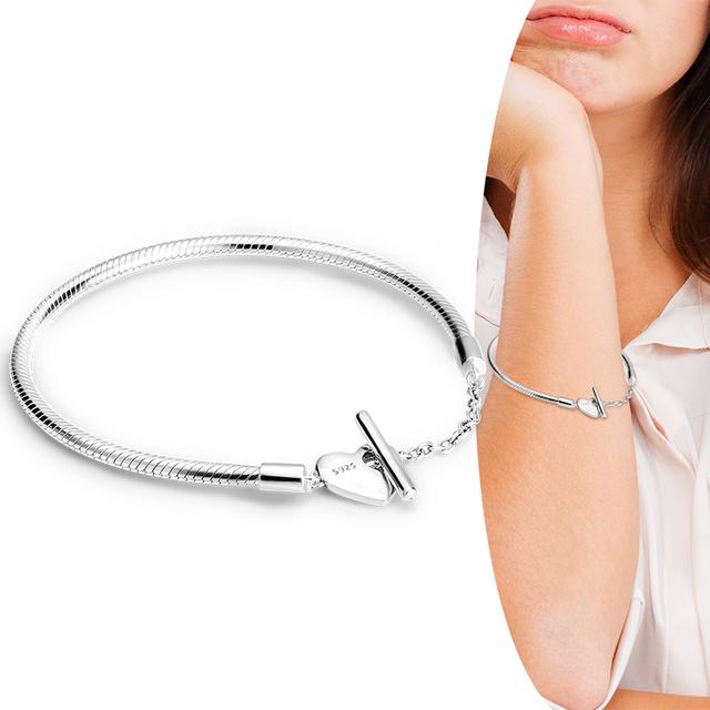 Новый браслет из стерлингового серебра 925 пробы с застежкой в виде сердца и любви, браслет-цепочка в виде змеи для женщин, оригинальный браслет-шарм, сделай сам, подарок 17cm
Новый браслет из стерлингового серебра 925 пробы с застежкой в виде сердца и любви, браслет-цепочка в виде змеи для женщин, оригинальный браслет-шарм, сделай сам, подарок 17cm