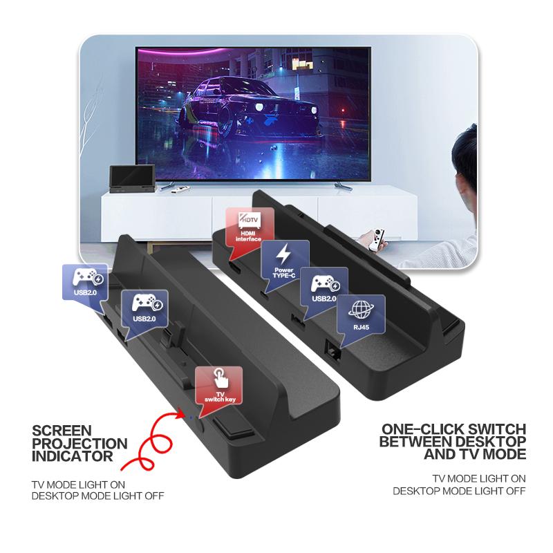 TOPWOLF HS-SW335 For Nintendo Switch/Switch OLED HD Video Screen Projection Base with RJ45 Ethernet Port 
TOPWOLF HS-SW335 For Nintendo Switch/Switch OLED HD Video Screen Projection Base with RJ45 Ethernet Port