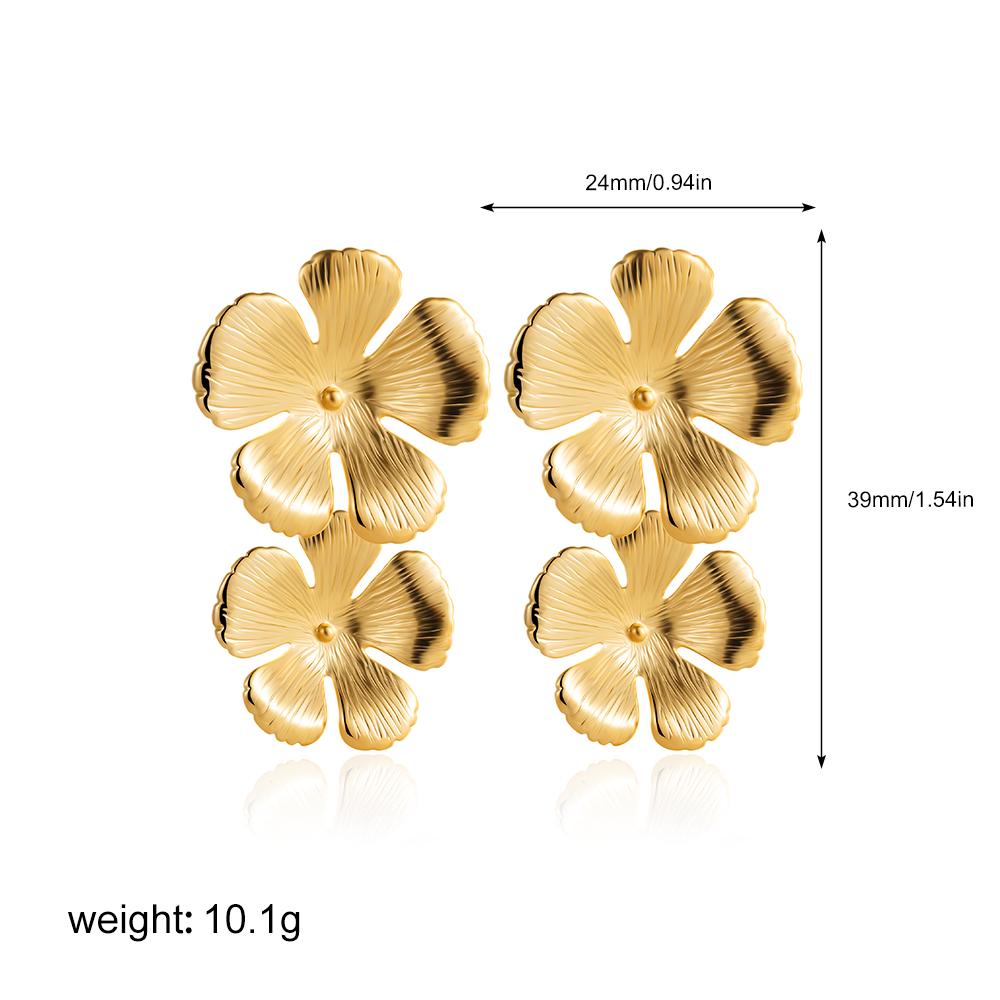 Vintage Stainless Steel Double Flower Drop Earrings for Women Gold Plated Statement Stylish Stud Earring Exaggerated Zircon
Vintage Stainless Steel Double Flower Drop Earrings for Women Gold Plated Statement Stylish Stud Earring Exaggerated Zircon
