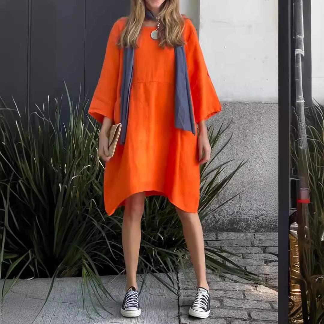 Women s Summer Cotton Linen Dress, Loose Casual Solid Color 3/4 Sleeve Knee Length Dress with Pockets for Daily Wear S оранжевый
Women s Summer Cotton Linen Dress, Loose Casual Solid Color 3/4 Sleeve Knee Length Dress with Pockets for Daily Wear S оранжевый